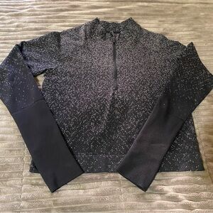 Lululemon Cropped Zip Herringbone Fade Black Women’s Size Small Medium Fit Top